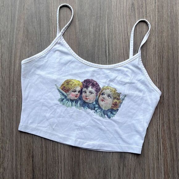 SHEIN THREE CHERUBS CROPPED CAMI TANK TOP ANGEL BRALETTE SIZE XS - Picture 4 of 7